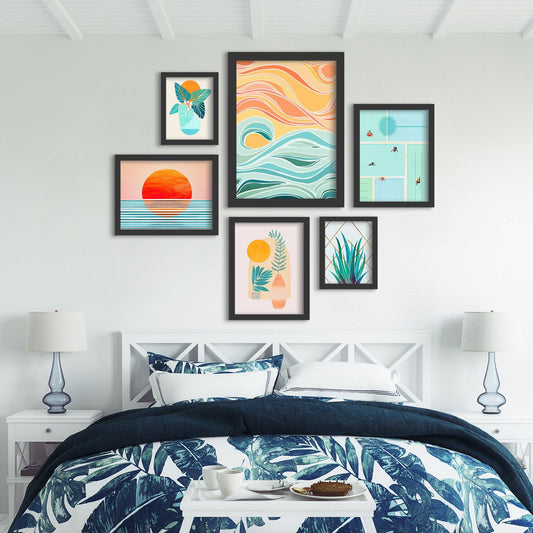 Sky And Sea - 6 Piece Framed Gallery Wall Set - Art Set - Americanflat