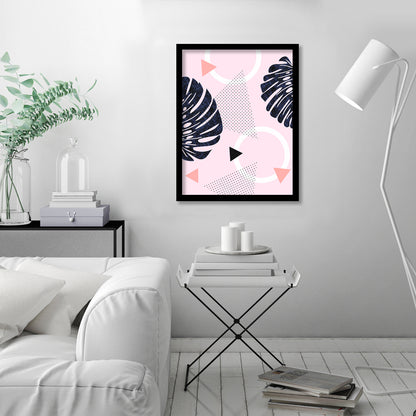 Shiny Monsteras On Pink by Emanuela Carratoni - Framed Print