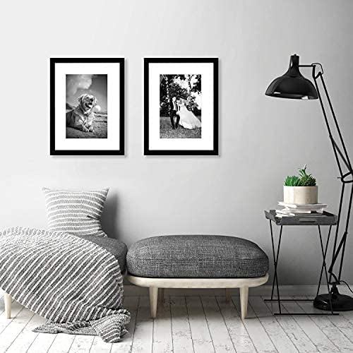2 Pack -12x16 Picture Frame in Black - Displays 8x12 With Mat or 12x16 Without Mat - Composite Wood with Shatter Resistant Glass - Horizontal and Vertical Formats for Wall - Americanflat