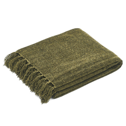 Chenille Throw Blanket - Breathable Polyester with Decorative Fringe - Wrinkle and Fade Resistant - Blanket - Americanflat