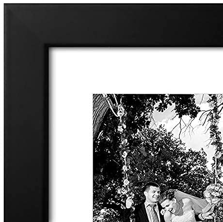 2 Pack -12x16 Picture Frame in Black - Displays 8x12 With Mat or 12x16 Without Mat - Composite Wood with Shatter Resistant Glass - Horizontal and Vertical Formats for Wall - Americanflat