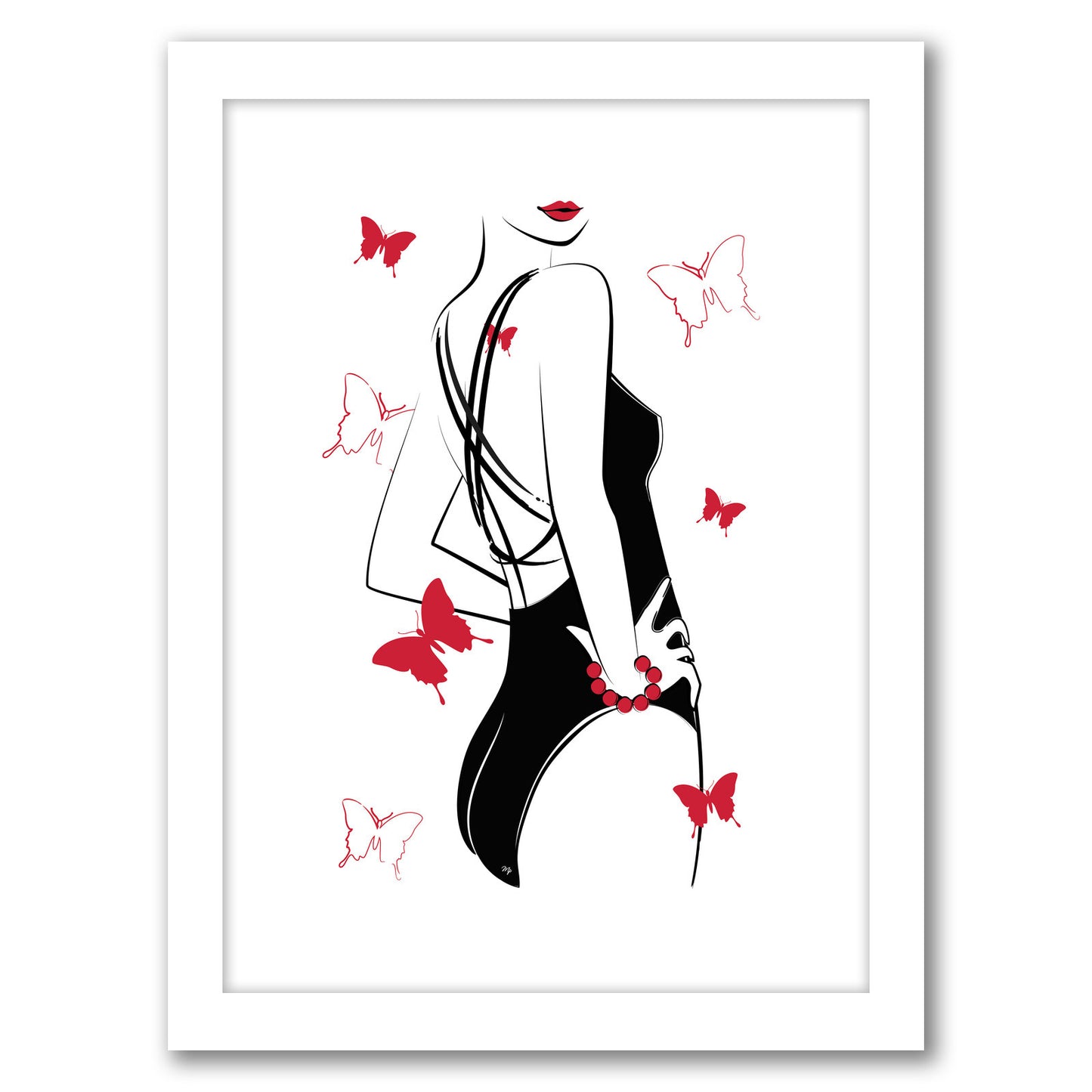Butterfly Body By Martina - White Framed Print