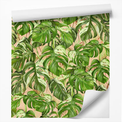 Peel & Stick Wallpaper Roll - Monstera Palm Leaf by DecoWorks
