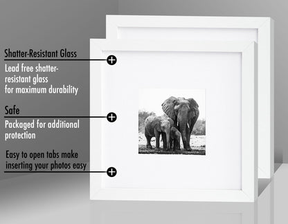 Picture Frame in White with Shatter Resistant Glass and Easel Stand for Wall and Tabletop - 8" x 8" - Pack of 15 - Picture Frame - Americanflat