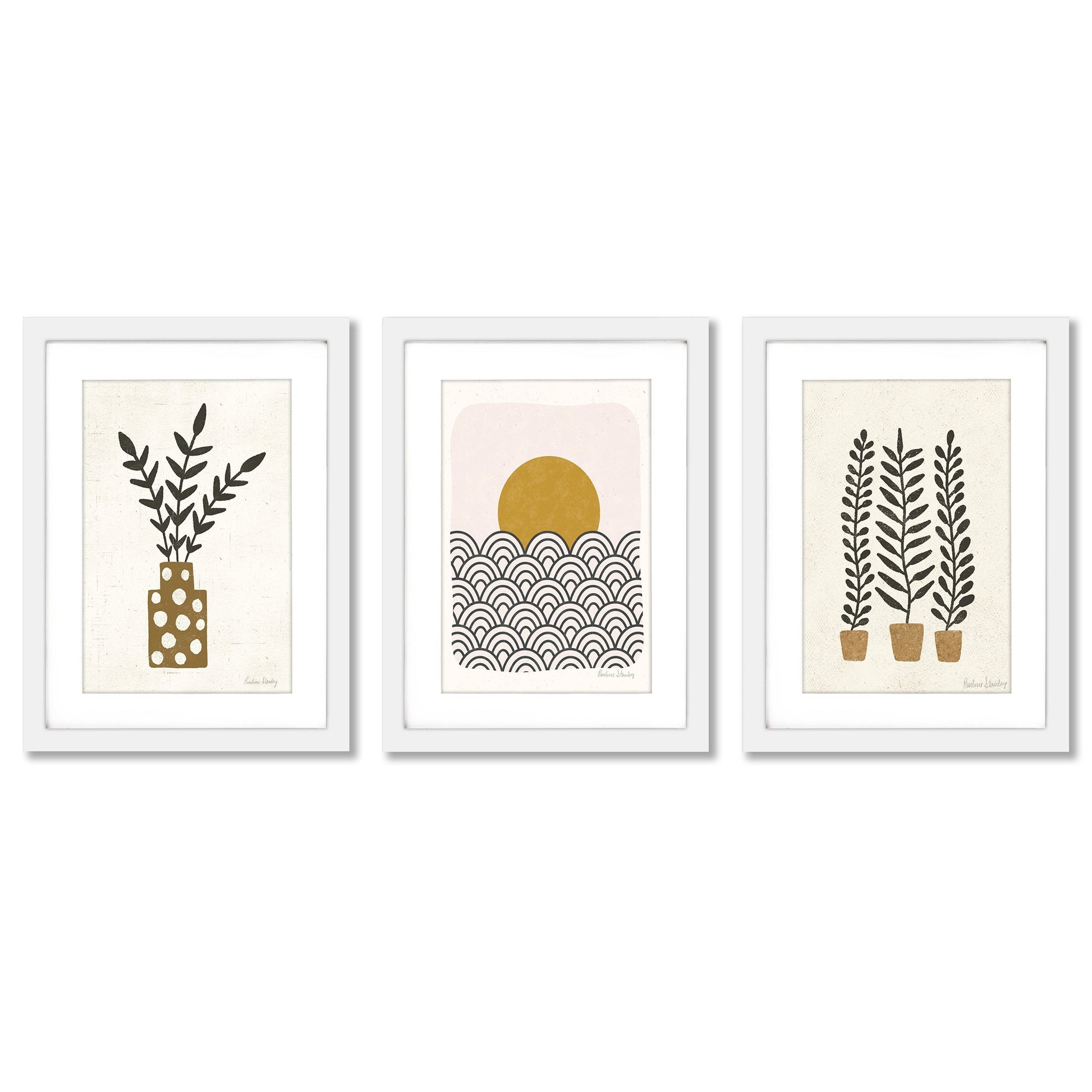 Nature Waves by Pauline Stanley - 3 Piece Gallery Framed Print Art Set - Americanflat