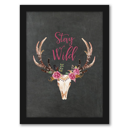 Stay Wild Skull Chalkboard by Amy Brinkman - Framed Print
