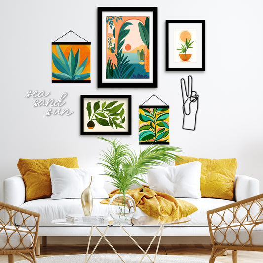 Green and Orange Tropical Nature Framed Multimedia Gallery Art Set