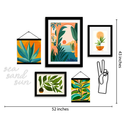 Green and Orange Tropical Nature Framed Multimedia Gallery Art Set