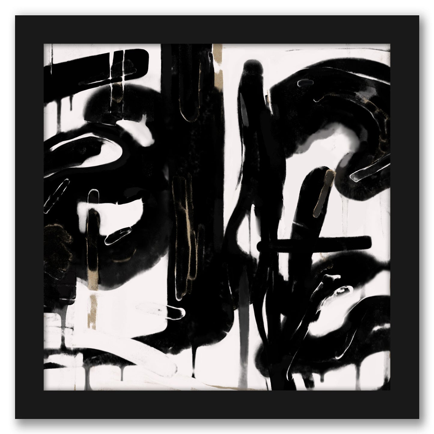Black And White Abstract 5 by Kasi Minami - Framed Print