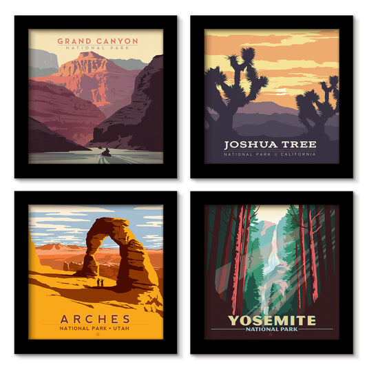 Western National Parks 4 Piece Gallery Framed Print Art Set