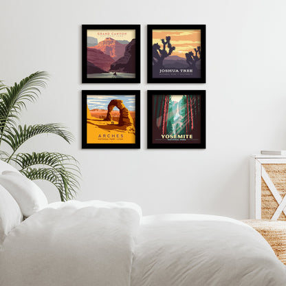 Western National Parks - 4 Piece Gallery Framed Print Art Set