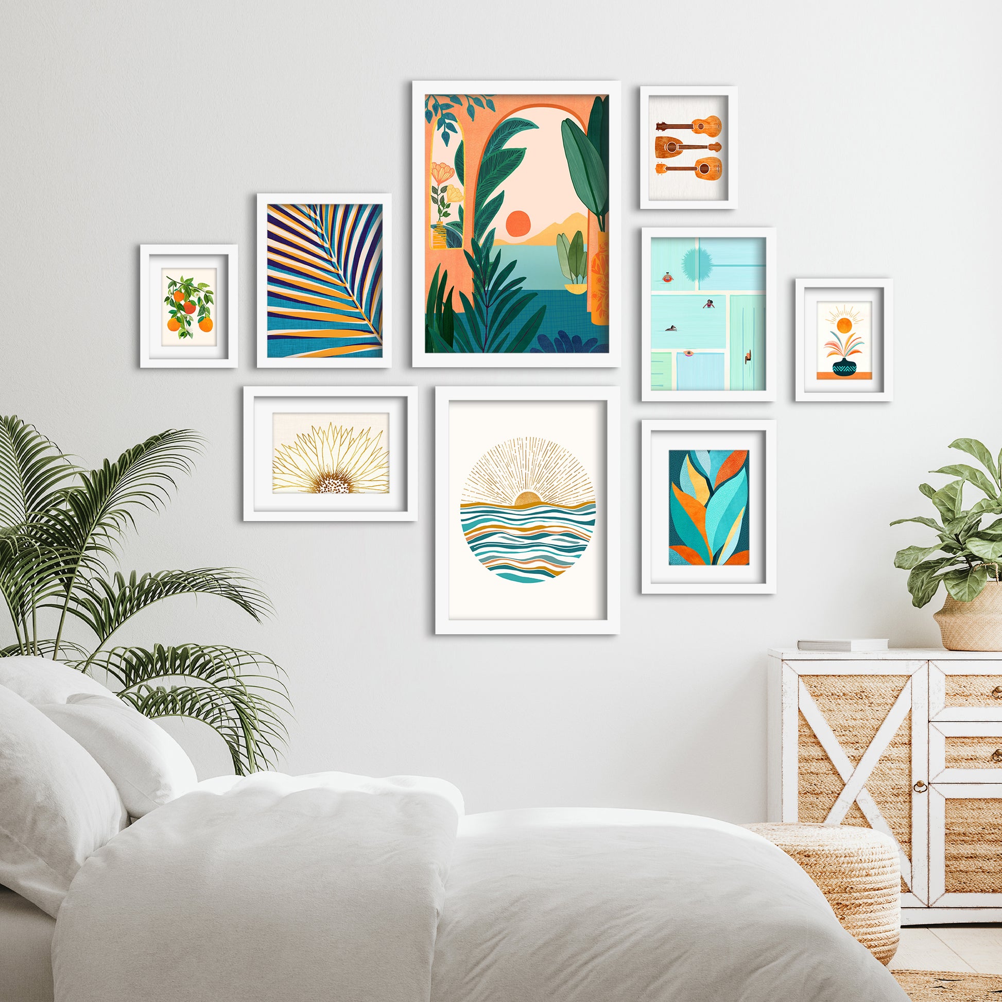 Sunny Boho Bliss - 9 Piece Framed Gallery Wall Art Set - Art Set - Americanflat