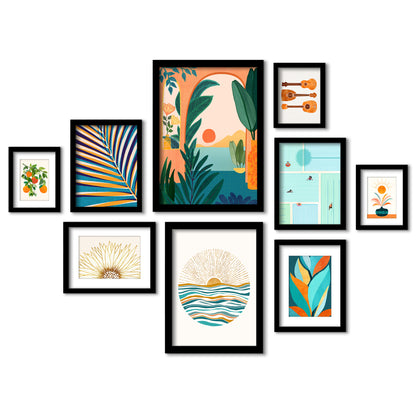 Sunny Boho Bliss - 9 Piece Framed Gallery Wall Art Set - Art Set - Americanflat