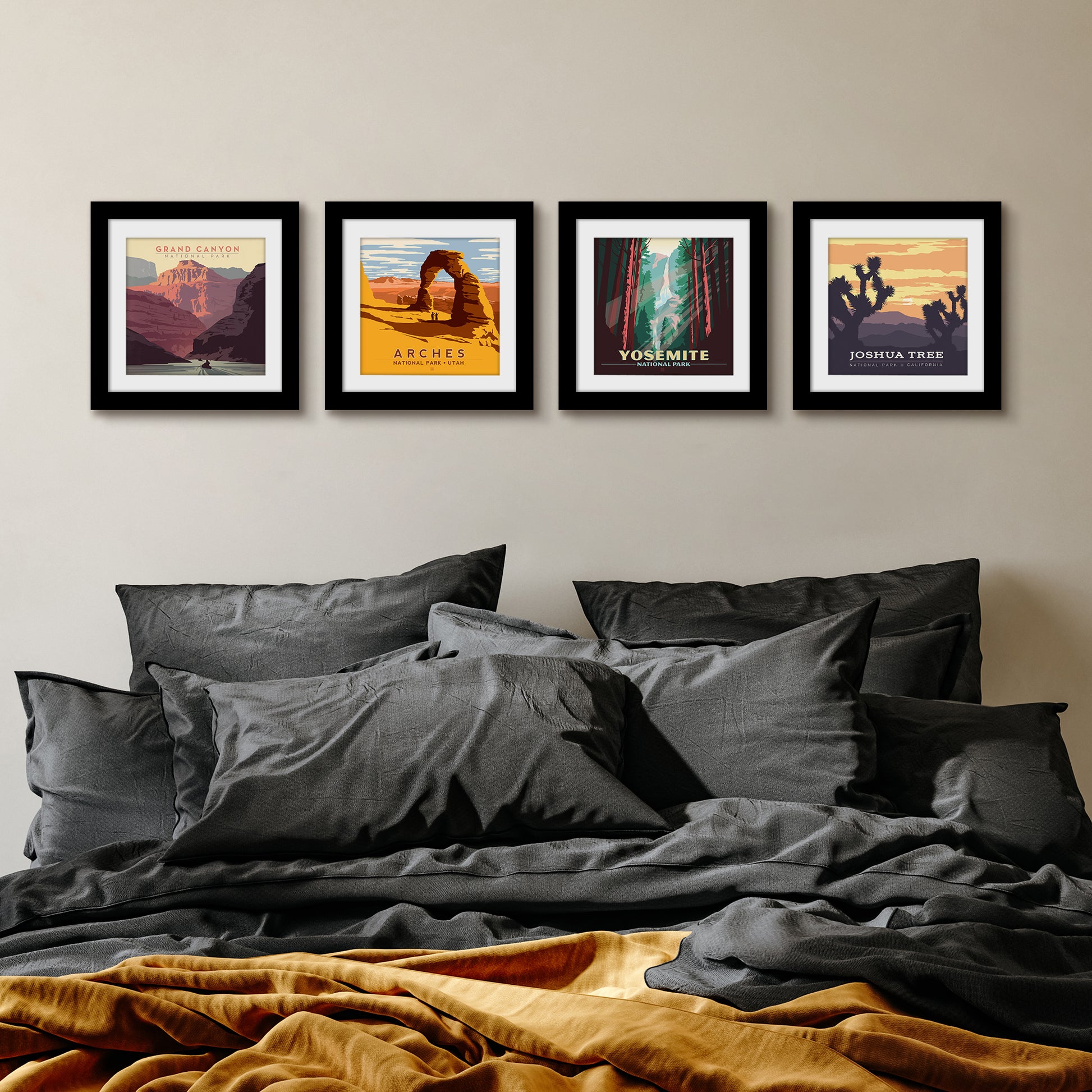 Western National Parks 4 Piece Gallery Framed Print Art Set