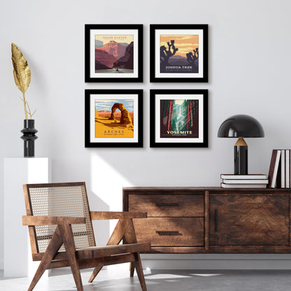 Western National Parks 4 Piece Gallery Framed Print Art Set
