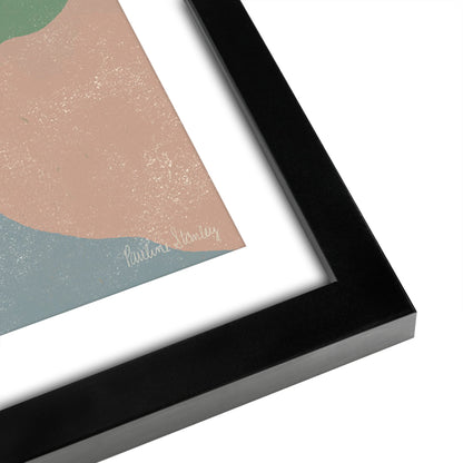 Americanflat 5 Piece Black Framed Gallery Wall Art Set - Pastel Pink & Green Botanical Abstract Landscape