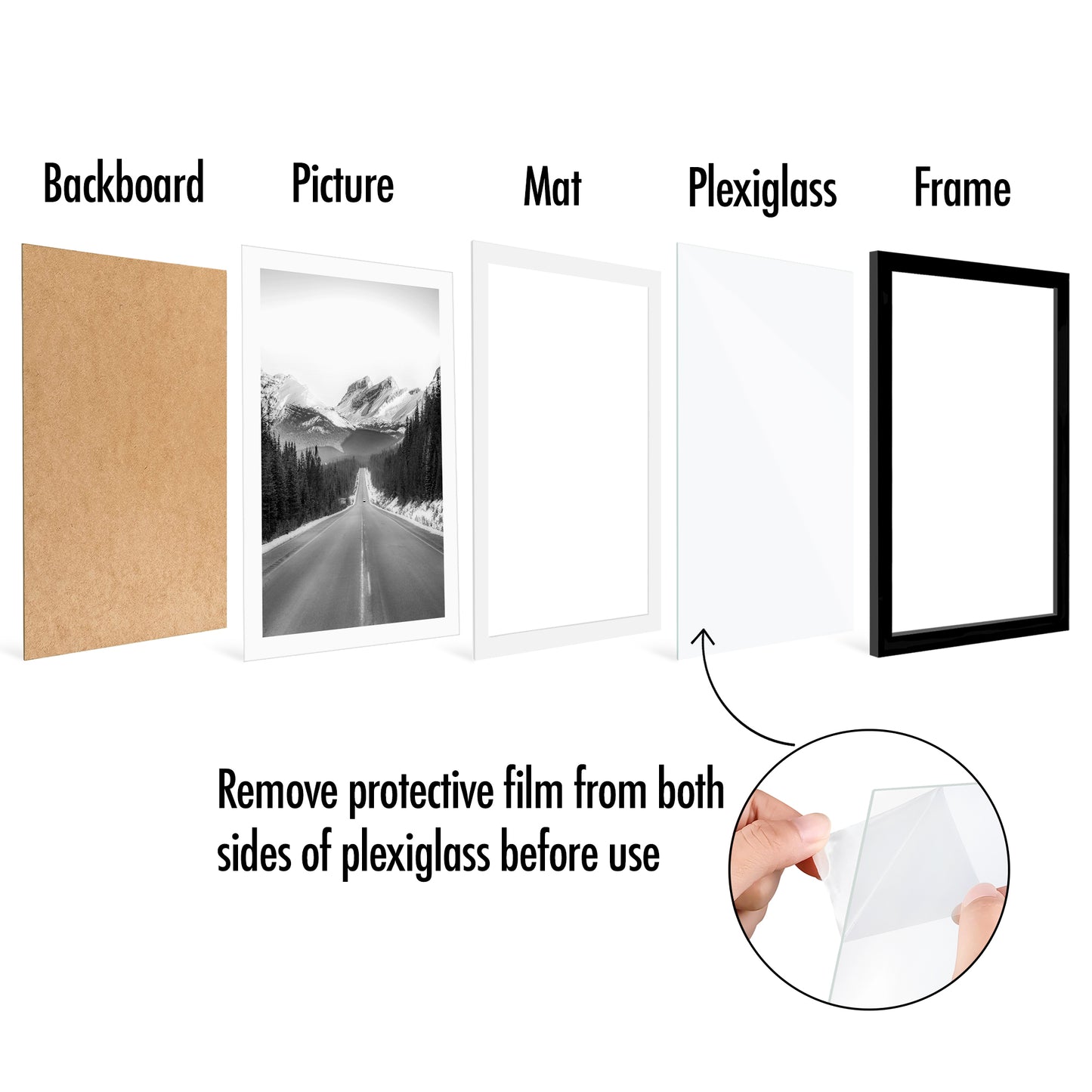 Picture Frame - Set of 2 - with Mat or Without Mat - Plexiglass Cover and Hanging Hardware included