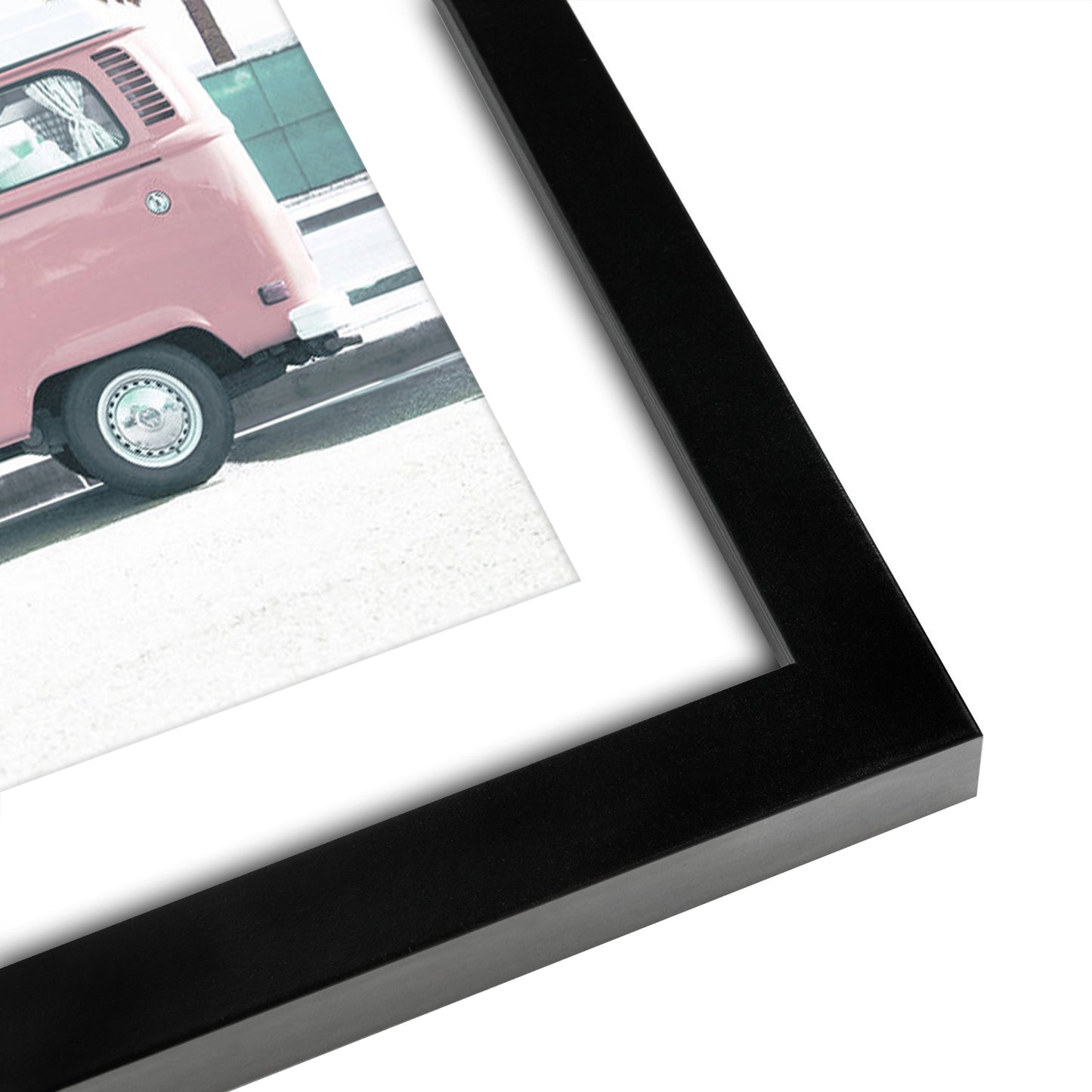 Americanflat 5 Piece Black Framed Gallery Wall Art Set - Pastel Pink Beach Surf
