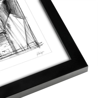 Americanflat 5 Piece Black Framed Gallery Wall Art Set - Black & White Drawn City & Transport