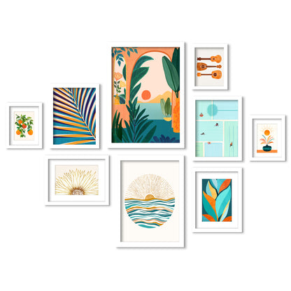 Sunny Boho Bliss - 9 Piece Framed Gallery Wall Art Set - Art Set - Americanflat