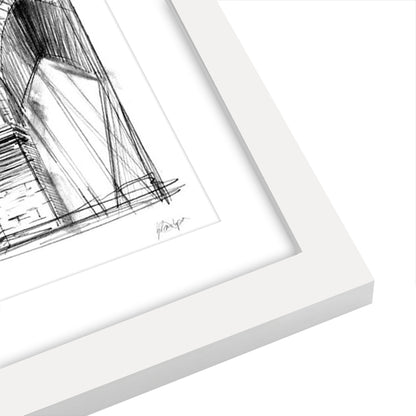 Americanflat 5 Piece Black Framed Gallery Wall Art Set - Black & White Drawn City & Transport