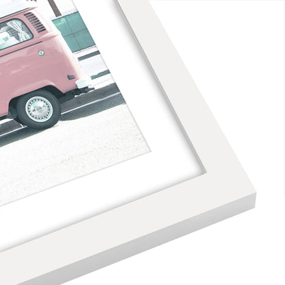 Americanflat 5 Piece Black Framed Gallery Wall Art Set - Pastel Pink Beach Surf