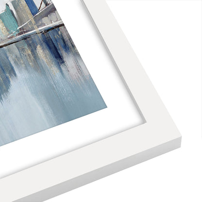 Americanflat 5 Piece Black Framed Gallery Wall Art Set - Blue Watercolor Floral Abstract NYC Skyline