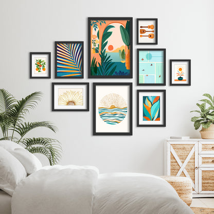 Sunny Boho Bliss - 9 Piece Framed Gallery Wall Art Set - Art Set - Americanflat