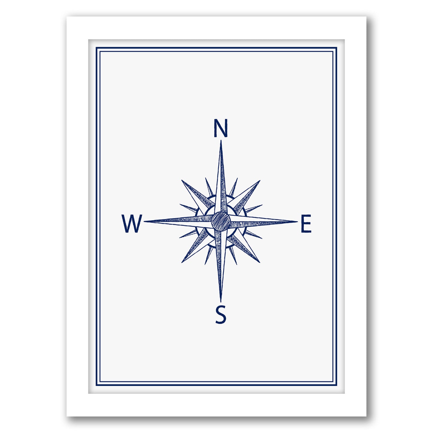 Compass By Nuada - White Framed Print