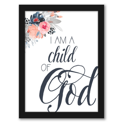 Child Of God  Navy Floral By Wall + Wonder - Framed Print
