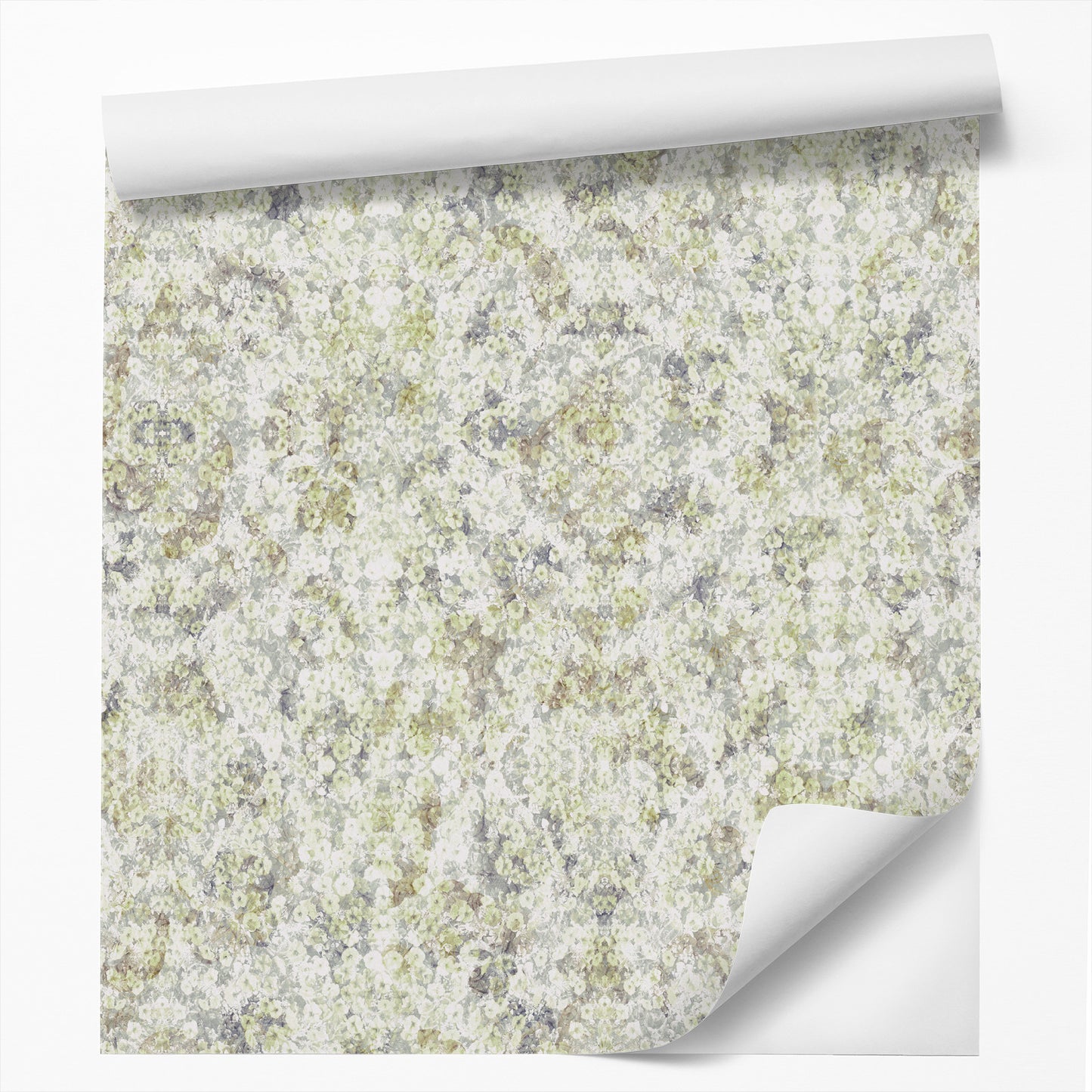 Peel & Stick Wallpaper Roll - Green Soft Flowers by DecoWorks