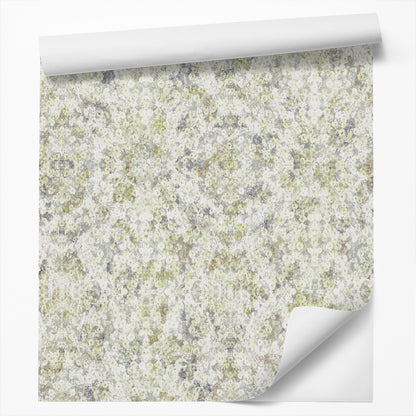 Peel & Stick Wallpaper Roll - Green Soft Flowers by DecoWorks