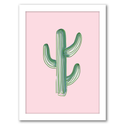 Lonely Cactus On Pink by Emanuela Carratoni - Framed Print