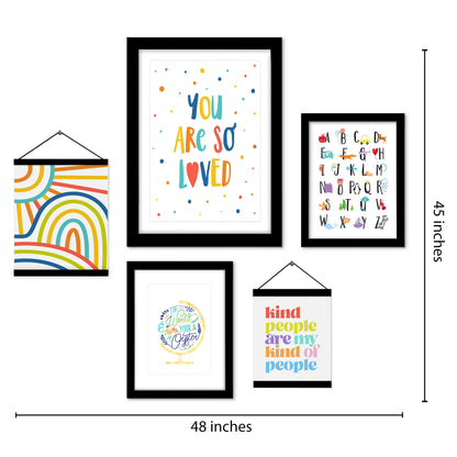 Colorful Abstract ABC & Quotes Framed Multimedia Gallery Art Set