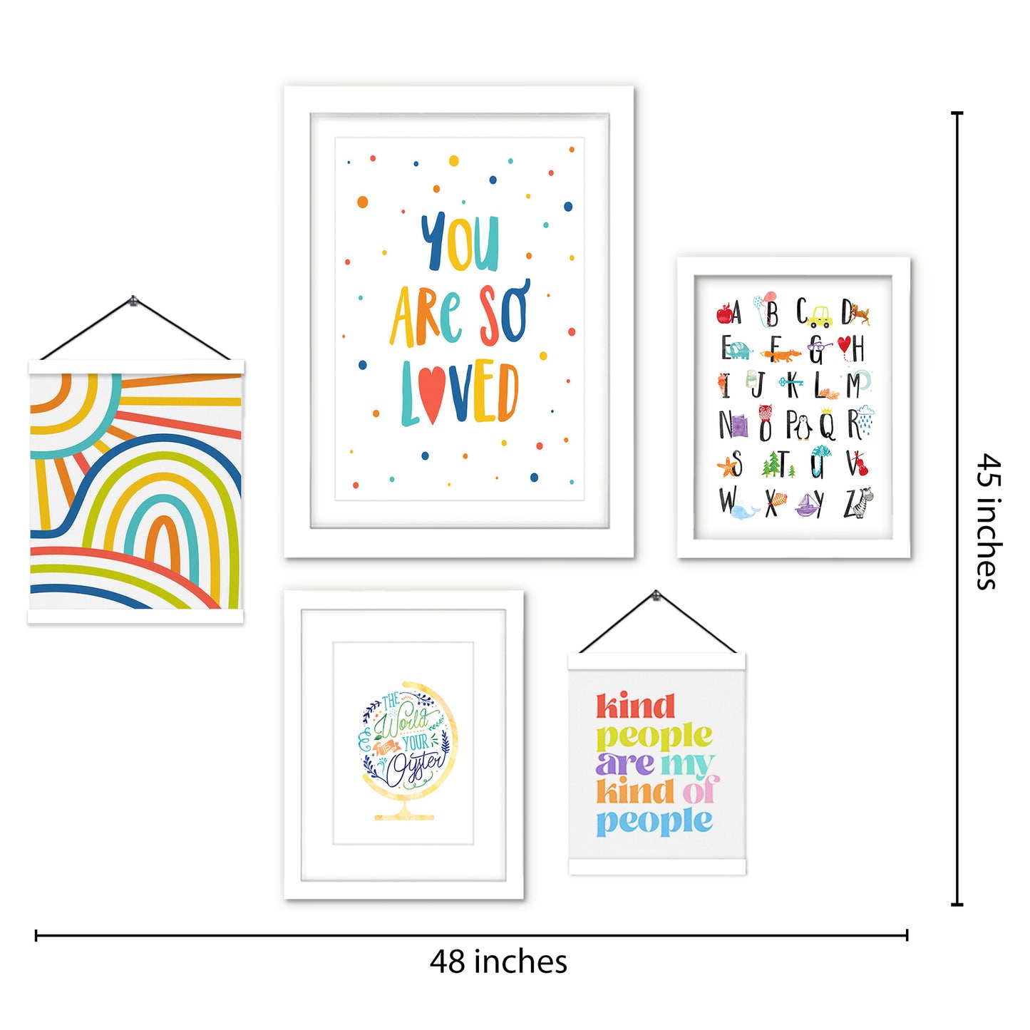 Colorful Abstract ABC & Quotes Framed Multimedia Gallery Art Set