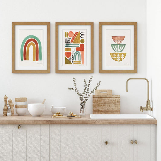 Stacked Mid Century by Pauline Stanley - 3 Piece Gallery Framed Print Art Set