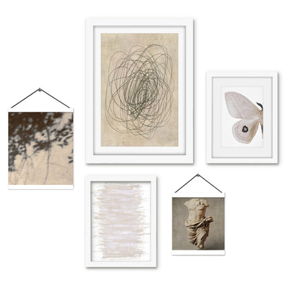 Beige Abstract Photography - Framed Multimedia Gallery Art Set