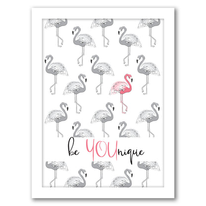 Flamingo By Martina - White Framed Print