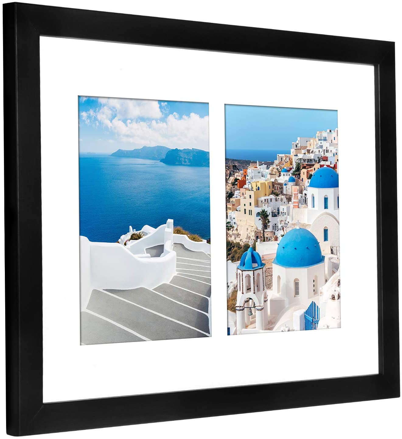 11x14 Black Collage Picture Frame | Displays Two 5x7 inch Photos with Mat or One 11x14 inch Photo Without Mat. Lead Free Glass. Hanging Hardware Included! - Picture Frame - Americanflat