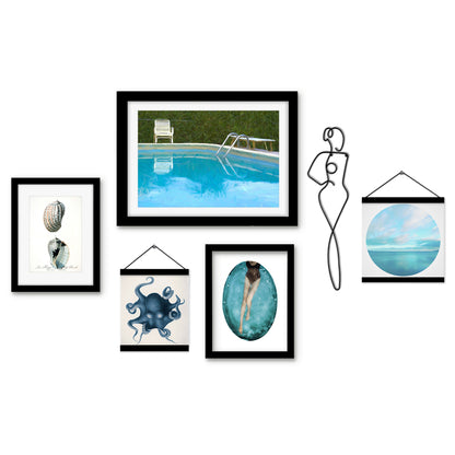 Blue Water Nature - Framed Multimedia Gallery Art Set