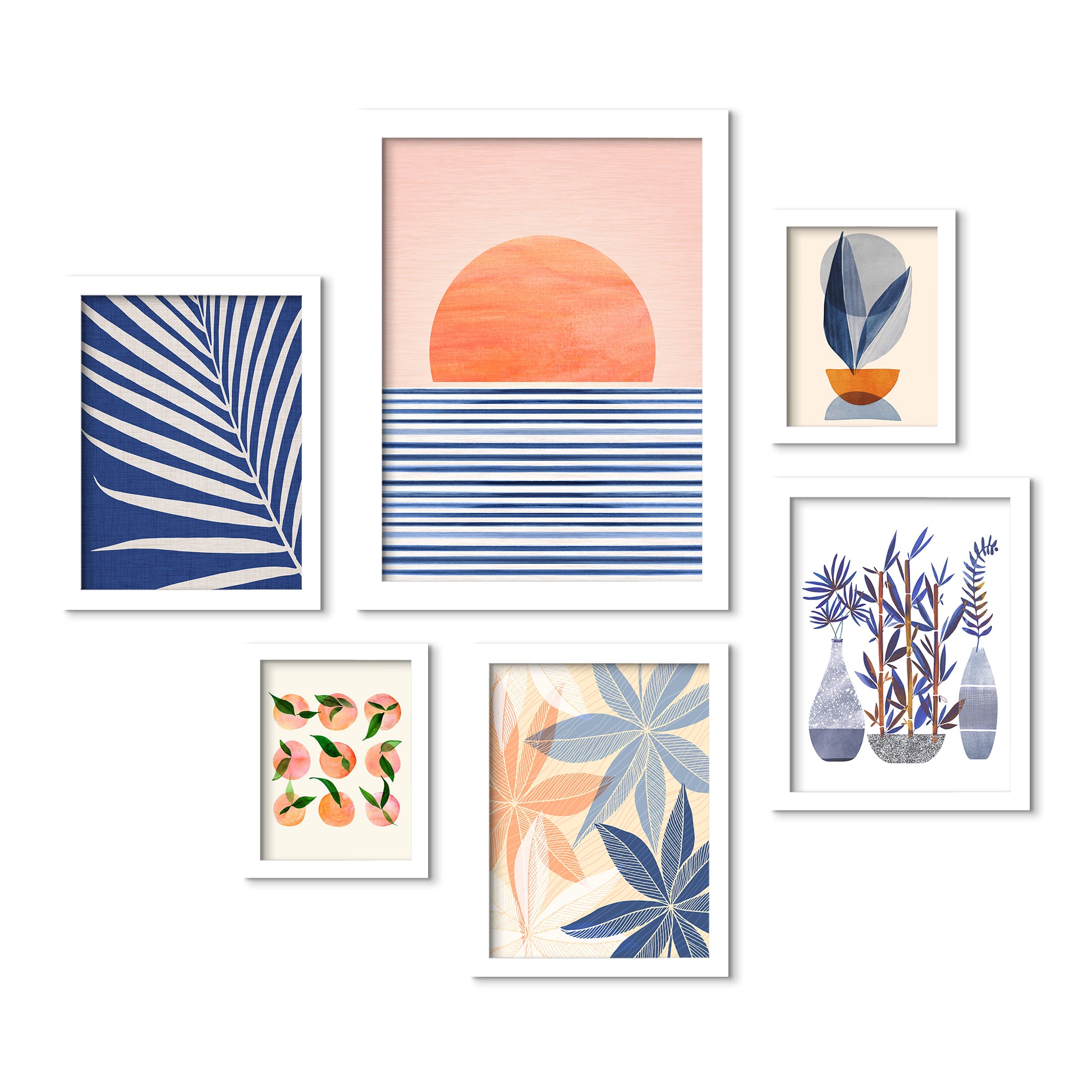 Minimal Sunrise II - 6 Piece Framed Gallery Wall Set - Art Set - Americanflat
