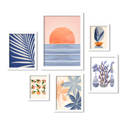 Minimal Sunrise II - 6 Piece Framed Gallery Wall Set - Art Set - Americanflat