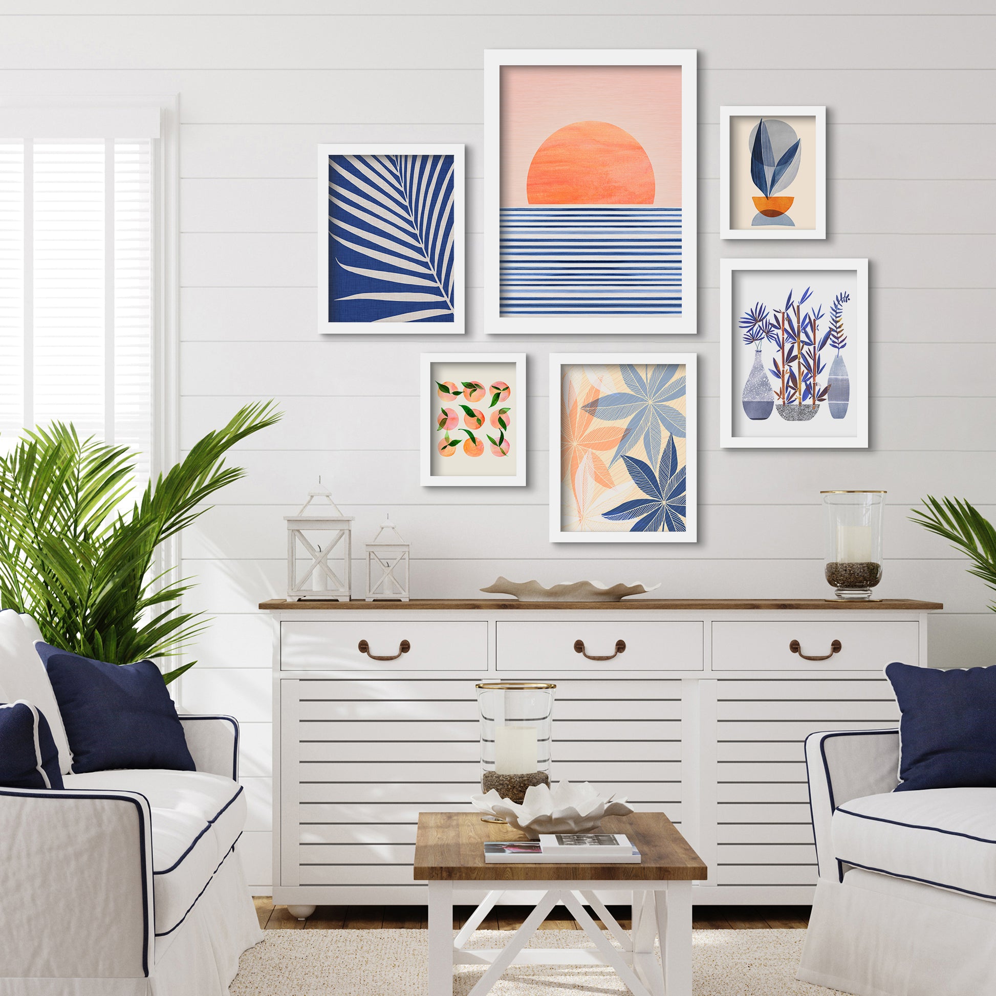 Minimal Sunrise II - 6 Piece Framed Gallery Wall Set - Art Set - Americanflat