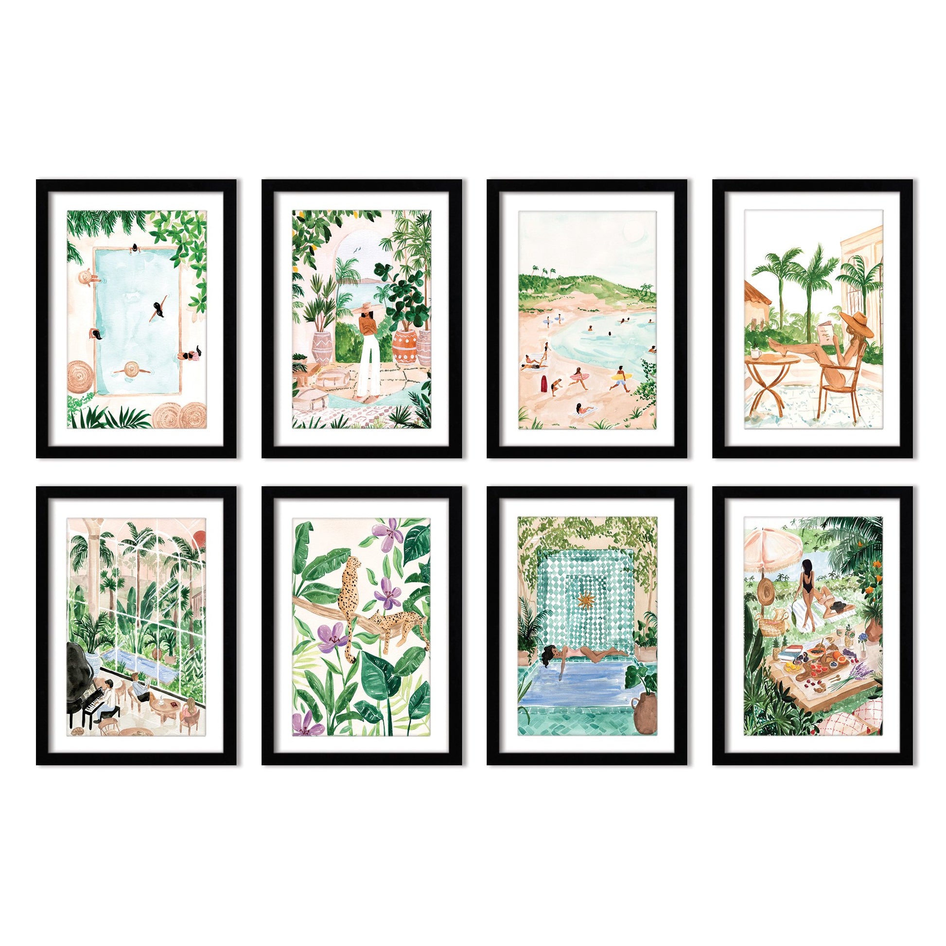 Botanical Boho Girl by Sabina Fenn - 8 Piece Framed Art Set - Americanflat