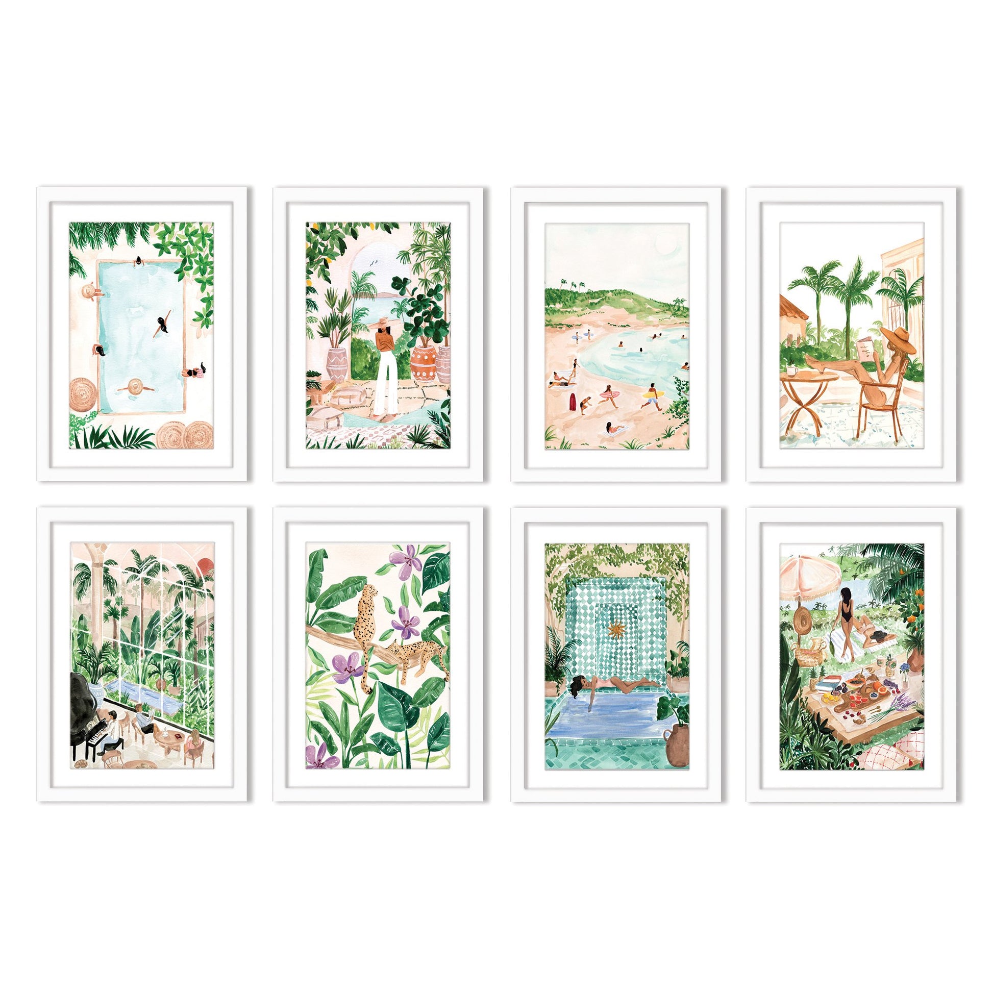 Botanical Boho Girl by Sabina Fenn - 8 Piece Framed Art Set - Americanflat
