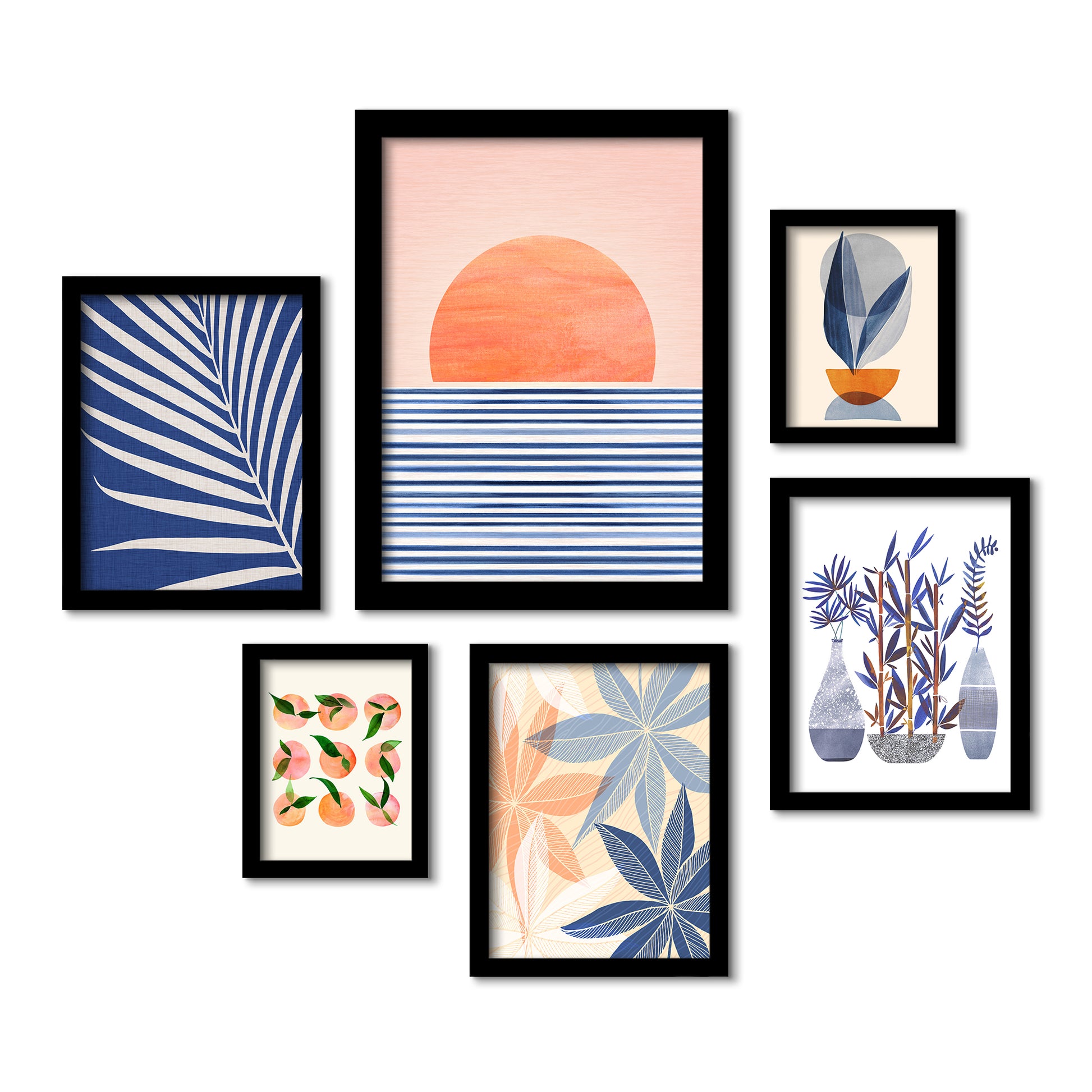 Minimal Sunrise II - 6 Piece Framed Gallery Wall Set - Art Set - Americanflat