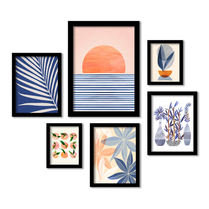 Minimal Sunrise II - 6 Piece Framed Gallery Wall Set - Art Set - Americanflat