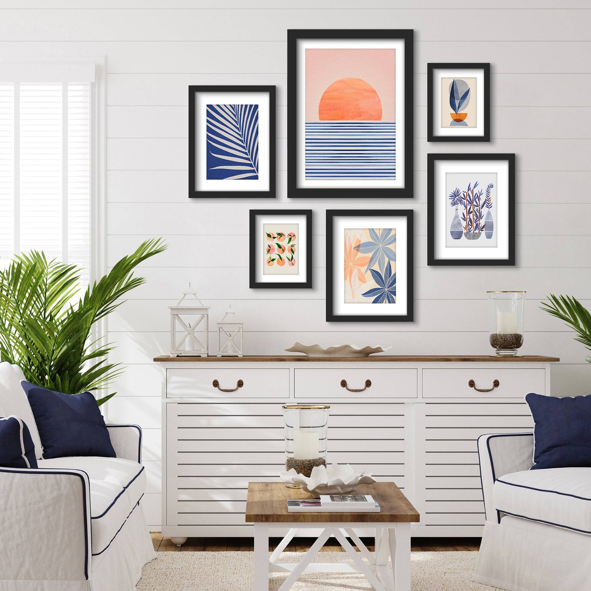 Minimal Sunrise II - 6 Piece Framed Gallery Wall Set - Americanflat