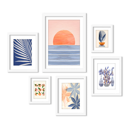 Minimal Sunrise II - 6 Piece Framed Gallery Wall Set - Americanflat