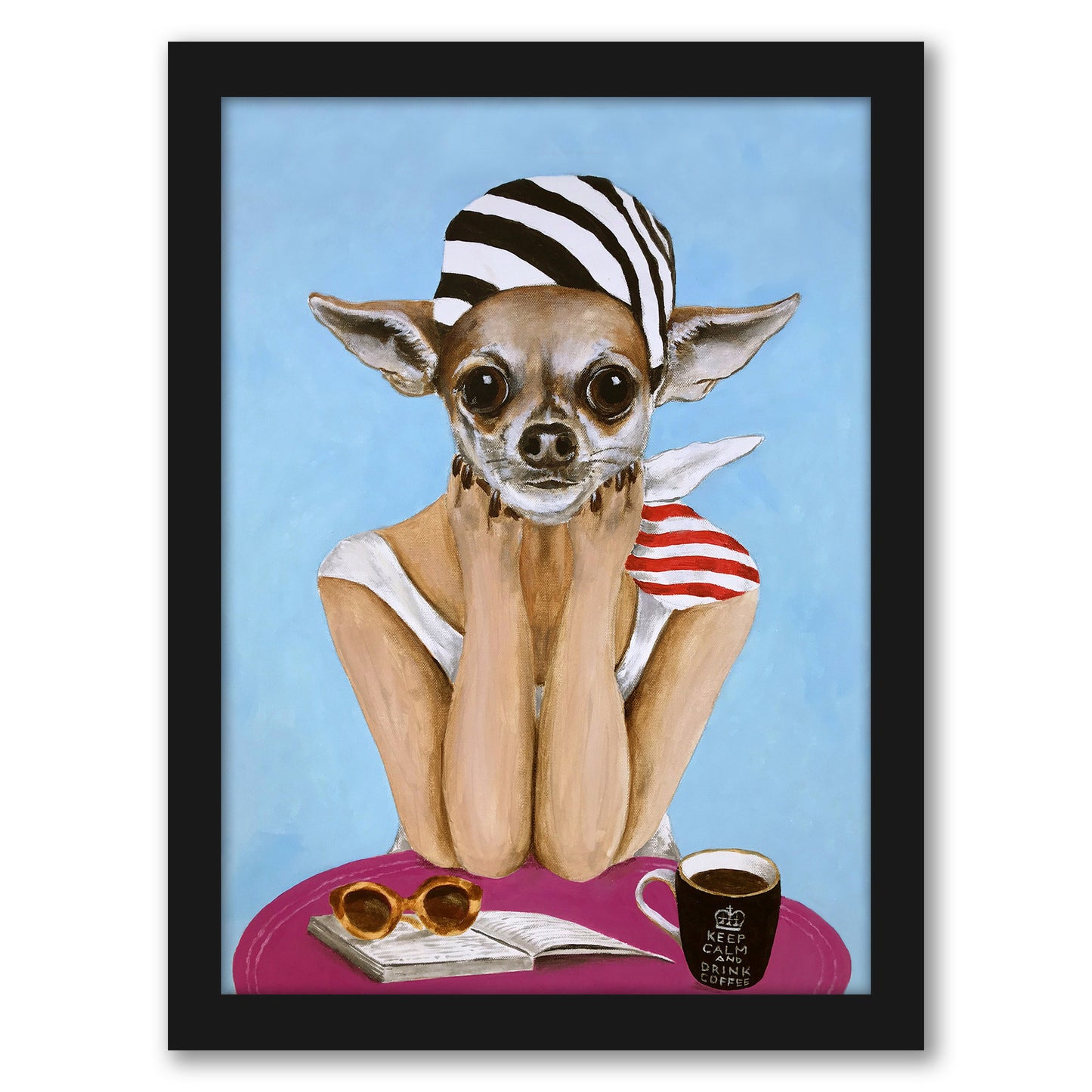 Chihuahua Bistro By Coco De Paris - Framed Print
